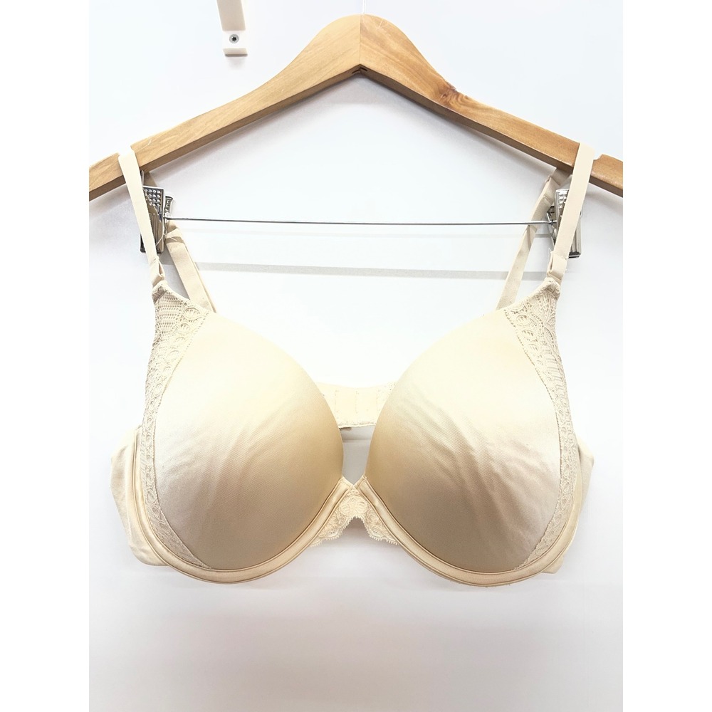 Maidenform Comfort Devotion Beige Lace Trim Underwire Bra 38D 09428